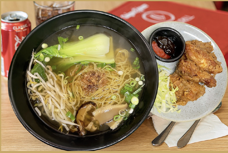 Crispy Chicken Egg Noodle Soup